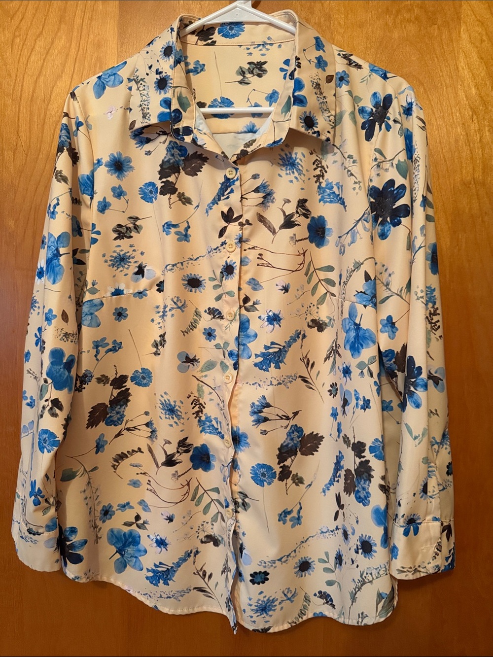 Style & Co. Yellow Blouse with Blue Floral Print